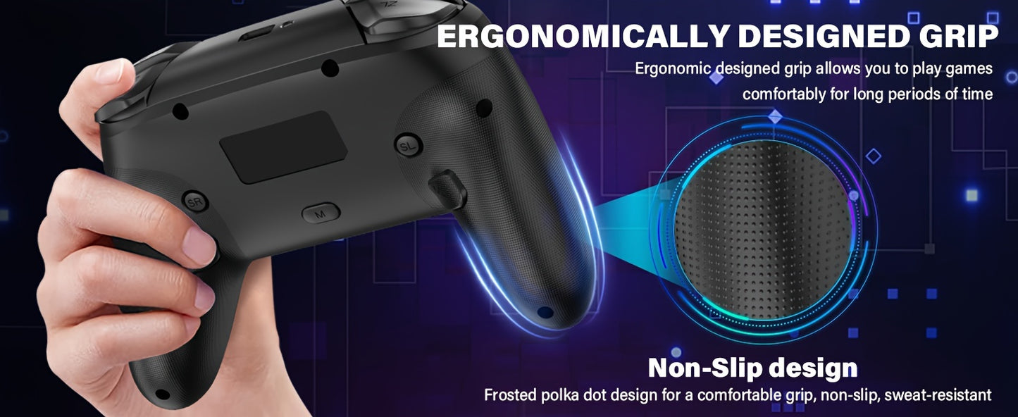 Wireless Pro Controller for Switch/Switch Lite/Switch OLED - Cool RGB, Rechargeable, 6-Axis Gyro, 10 RGB Lights