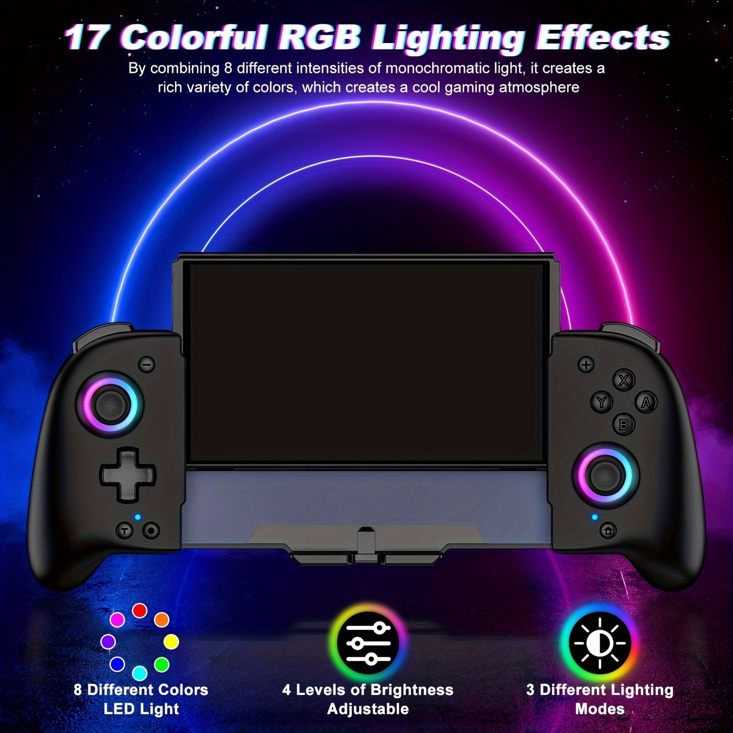 For Switch/Switch OLED, All-In-One gamepad controller replacement for Switch Controller, Switch Controller Remote Control with Adjustable TURBO, with RGB Lighting Effects
