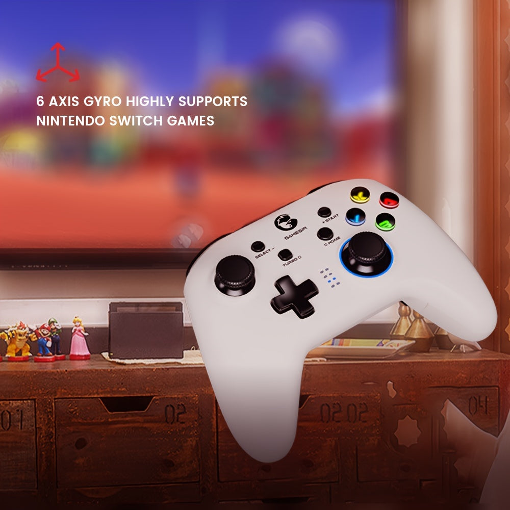 GameSir T4Pro Wireless Gaming Controller for PC/Switch/Android/iOS, Dual-Vibration Turbo PC Controller with RGB LED, 4 Programmable Keys, 6-Axis Gyro, PC Game Controller