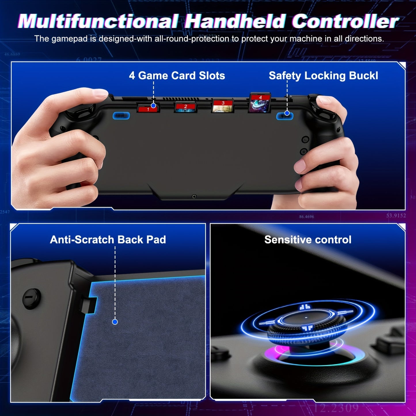 For Switch/Switch OLED, All-In-One gamepad controller replacement for Switch Controller, Switch Controller Remote Control with Adjustable TURBO, with RGB Lighting Effects