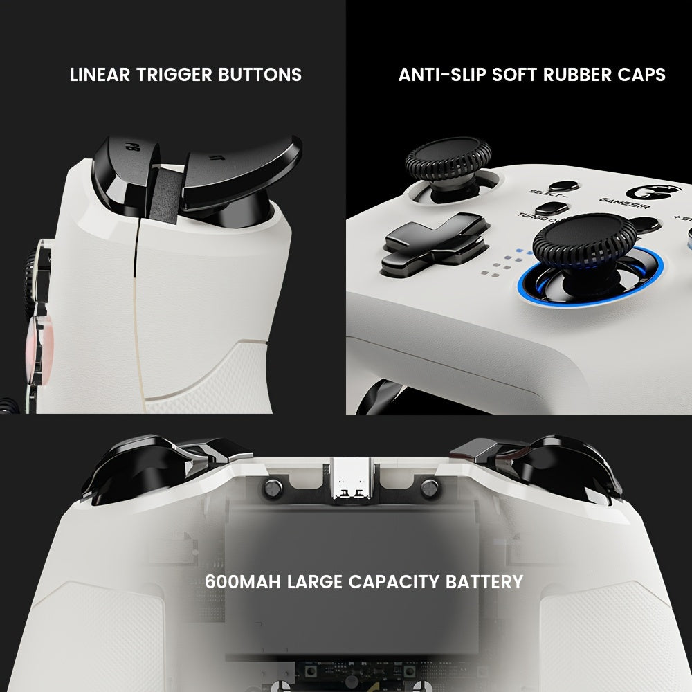 GameSir T4Pro Wireless Gaming Controller for PC/Switch/Android/iOS, Dual-Vibration Turbo PC Controller with RGB LED, 4 Programmable Keys, 6-Axis Gyro, PC Game Controller