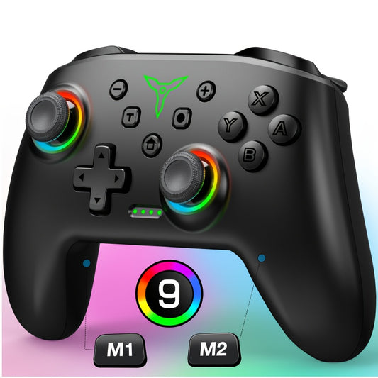 RGB Wireless Pro Controller For Nintendo Switch - Vibrant Lights, Programmable Buttons, Turbo Boost, OLED Compatible - For Gaming Experience