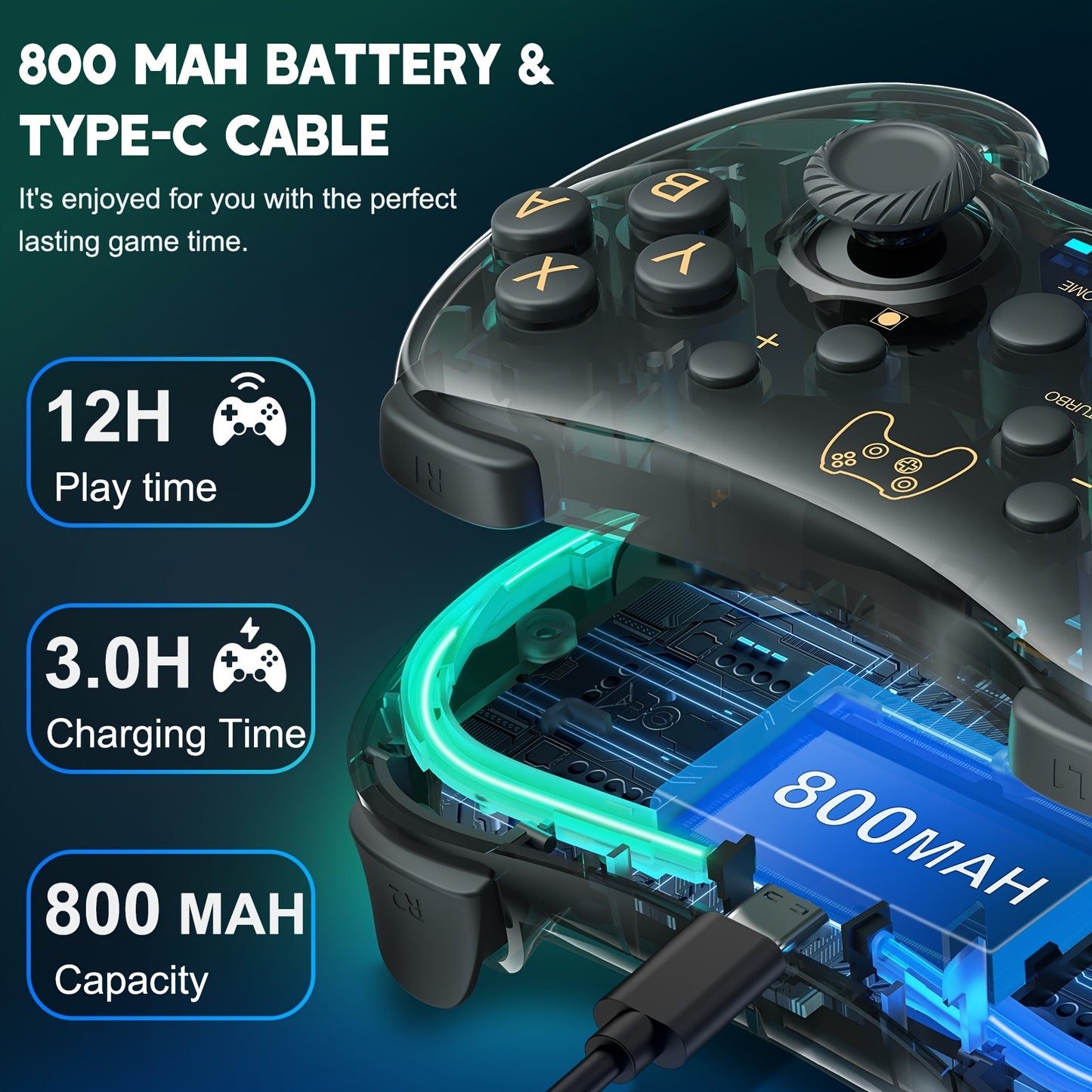 RGB Breathing LED Controller - Compatible with Switch/Lite/OLED, PC, Android, iOS - Turbo and Wake-up Functions