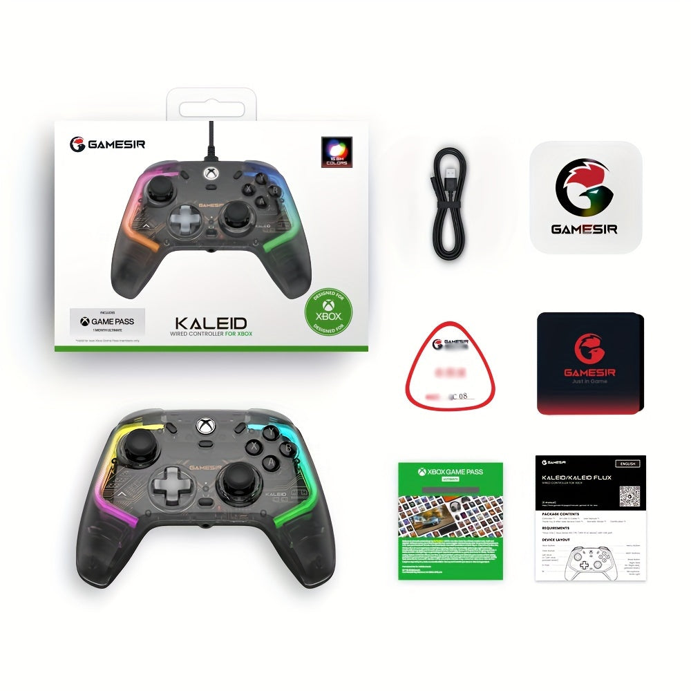 [GameSir Kaleid] GameSir Kaleid Transparent Wired Xbox Controller | Plug & Play Gaming Pad with Hall Effect Joysticks/Triggers, RGB Lighting, 3.5mm Audio Jack & 4 Motory Haptics for Series X|S/Xbox One/Windows 10/11