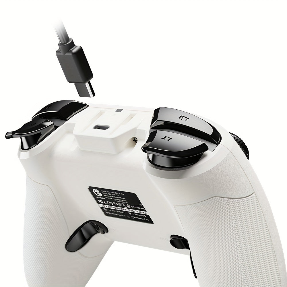 Wireless Game Controller T4 Pro for Windows 7 8 10pcs/iPhone/Android/Switch, Dual Shock USB Mobile Phone Gamepad Joystick for Arcade MFi Games, Semi-Transparent LED Backlight