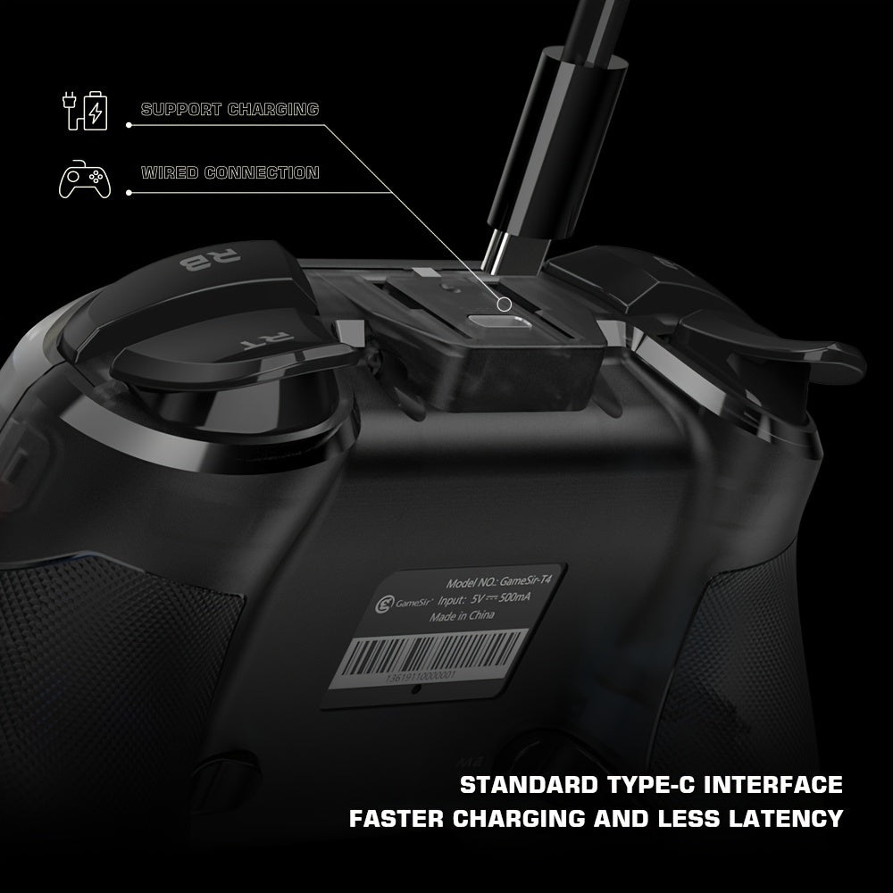 Wireless Game Controller T4 Pro for Windows 7 8 10pcs/iPhone/Android/Switch, Dual Shock USB Mobile Phone Gamepad Joystick for Arcade MFi Games, Semi-Transparent LED Backlight