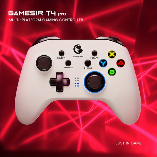GameSir T4Pro Wireless Gaming Controller for PC/Switch/Android/iOS, Dual-Vibration Turbo PC Controller with RGB LED, 4 Programmable Keys, 6-Axis Gyro, PC Game Controller