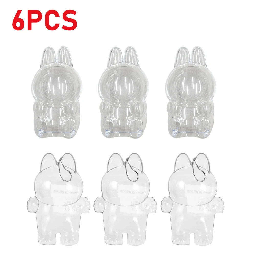 Labubu Protect Case Portable Transparent Protective Case Acrylic Organizer Box For Labubu V1 V2 Doll Bag with Keychain