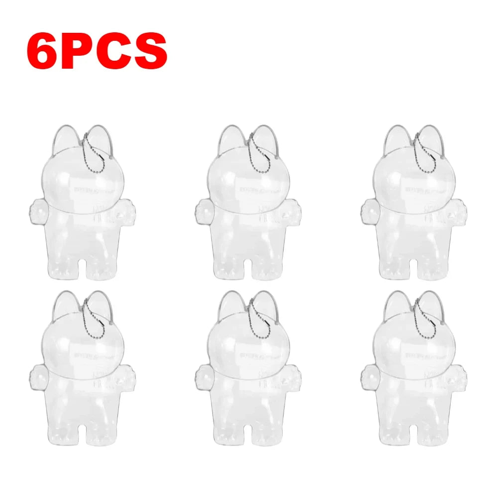 Labubu Protect Case Portable Transparent Protective Case Acrylic Organizer Box For Labubu V1 V2 Doll Bag with Keychain