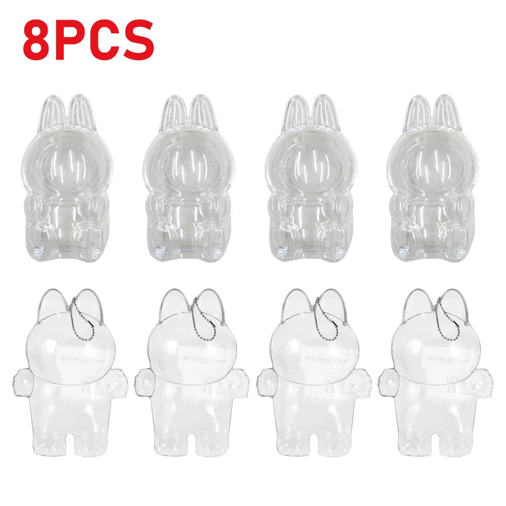 Labubu Protect Case Portable Transparent Protective Case Acrylic Organizer Box For Labubu V1 V2 Doll Bag with Keychain