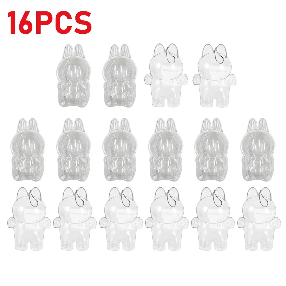 Labubu Protect Case Portable Transparent Protective Case Acrylic Organizer Box For Labubu V1 V2 Doll Bag with Keychain