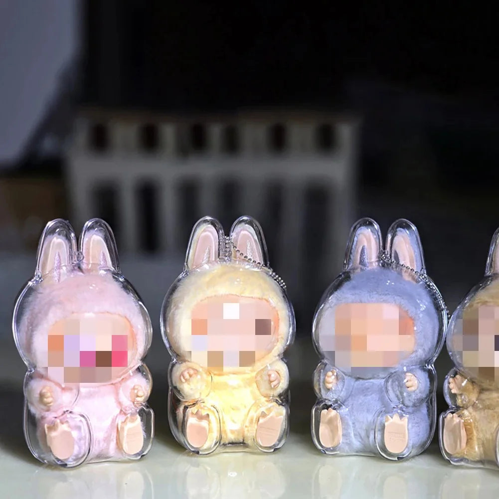 Labubu Protect Case Portable Transparent Protective Case Acrylic Organizer Box For Labubu V1 V2 Doll Bag with Keychain