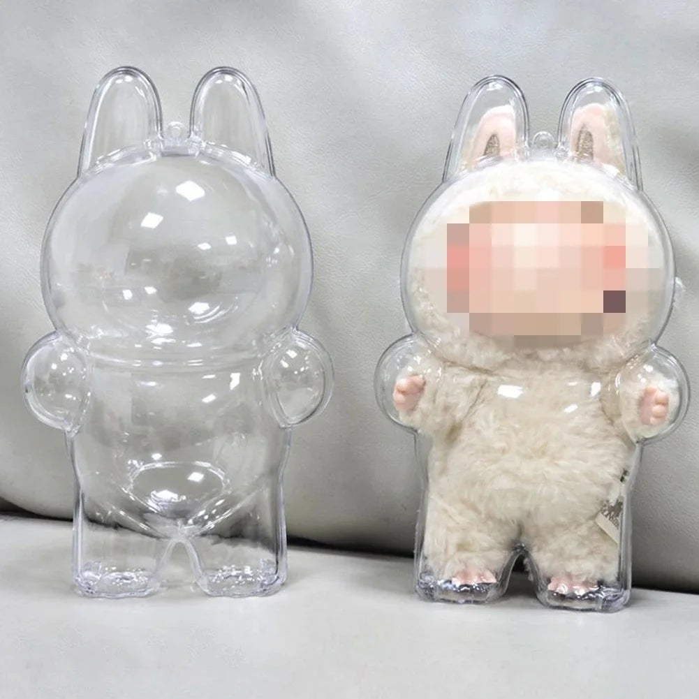 Labubu Protect Case Portable Transparent Protective Case Acrylic Organizer Box For Labubu V1 V2 Doll Bag with Keychain