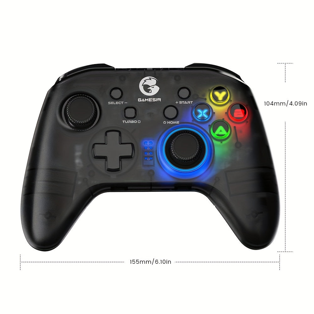 Wireless Game Controller T4 Pro for Windows 7 8 10pcs/iPhone/Android/Switch, Dual Shock USB Mobile Phone Gamepad Joystick for Arcade MFi Games, Semi-Transparent LED Backlight