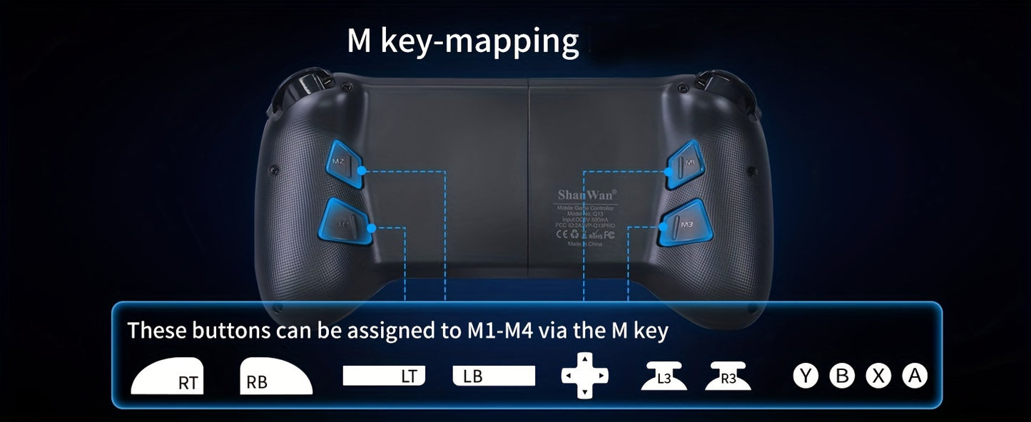 Rechargeable Lithium-Polymer Wireless Gamepad Controller - 36V Telescopic Joystick for iPhone, Android, Steam Mobile Phones and PC - Wireless Charging, Long-Lasting Battery Life