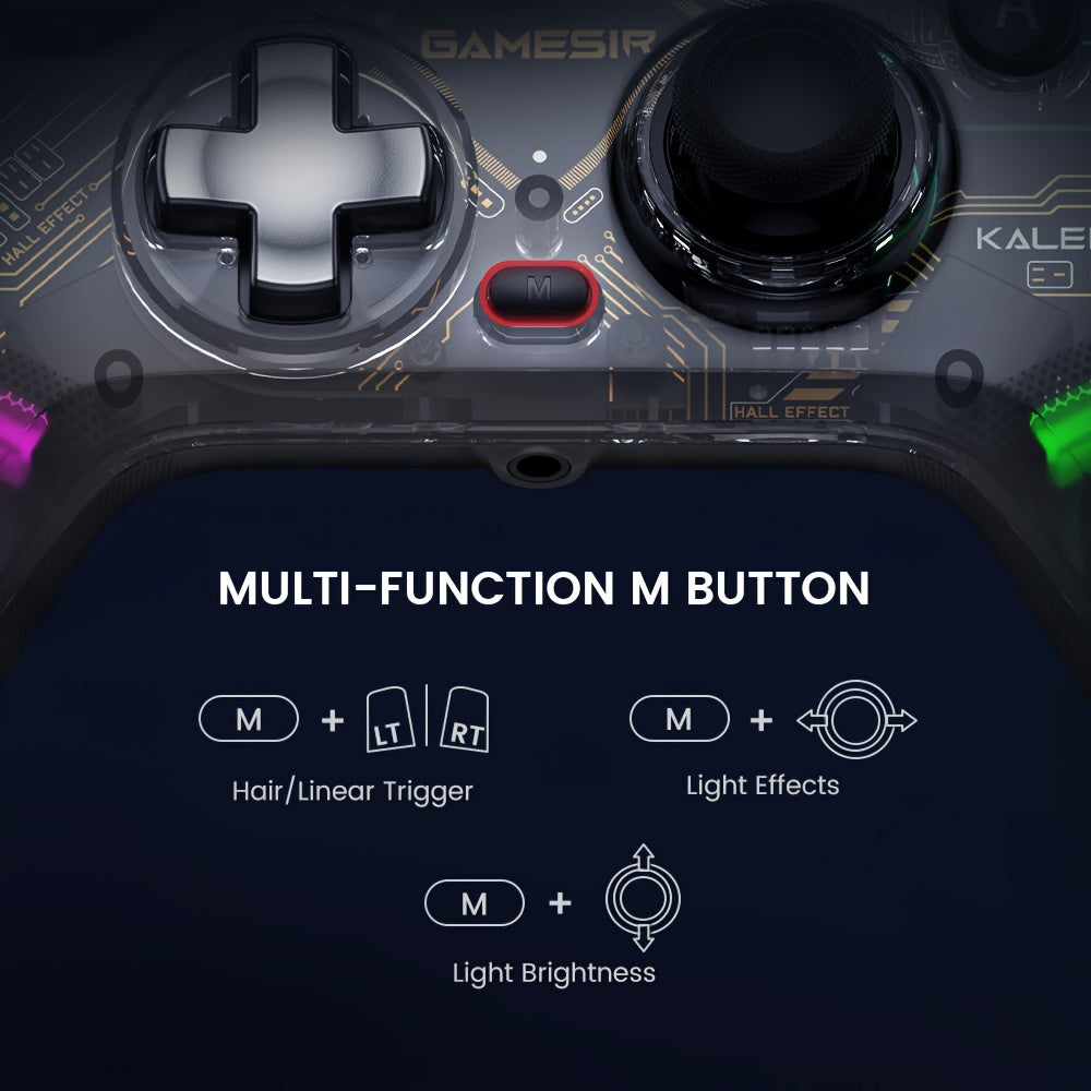 [GameSir Kaleid] GameSir Kaleid Transparent Wired Xbox Controller | Plug & Play Gaming Pad with Hall Effect Joysticks/Triggers, RGB Lighting, 3.5mm Audio Jack & 4 Motory Haptics for Series X|S/Xbox One/Windows 10/11