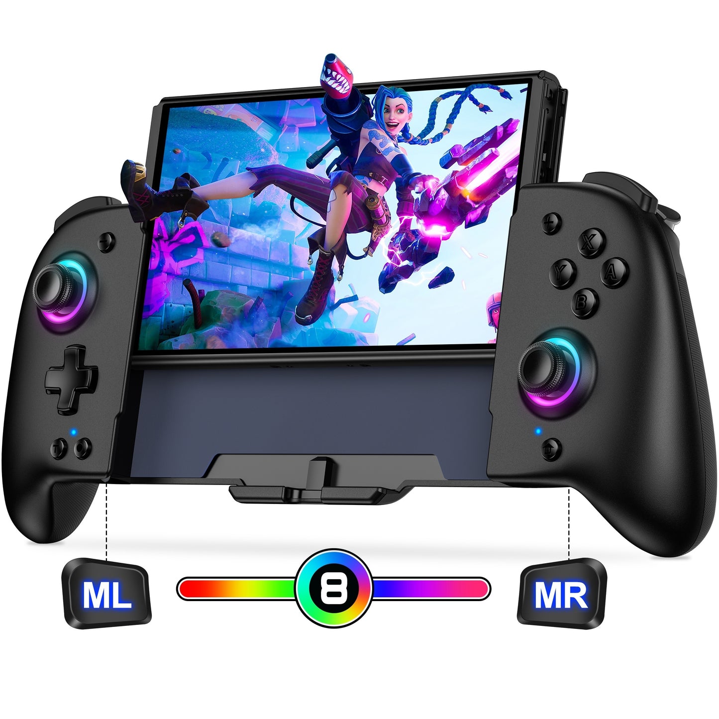 For Switch/Switch OLED, All-In-One gamepad controller replacement for Switch Controller, Switch Controller Remote Control with Adjustable TURBO, with RGB Lighting Effects