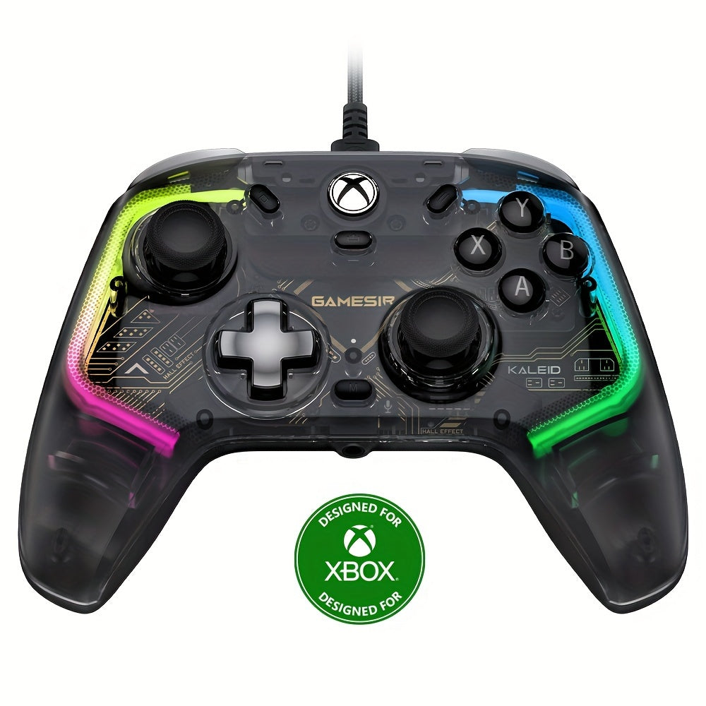 [GameSir Kaleid] GameSir Kaleid Transparent Wired Xbox Controller | Plug & Play Gaming Pad with Hall Effect Joysticks/Triggers, RGB Lighting, 3.5mm Audio Jack & 4 Motory Haptics for Series X|S/Xbox One/Windows 10/11