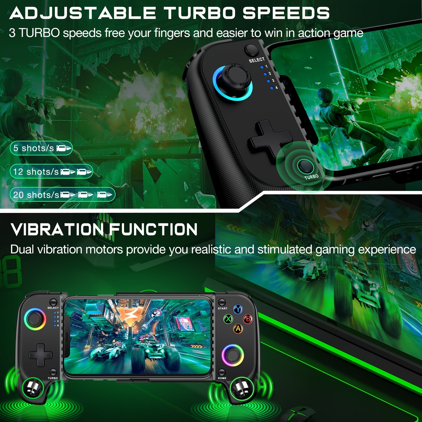 Game Controller Suitable For Switch Mobile Phone/ Android/IOS Gamepad, Dual Hall Rocker Six-axis Somatosensory Wireless Controller For Mobile Game Controller Joystick Retractable Gamepad for Christmas gift Xmas gift