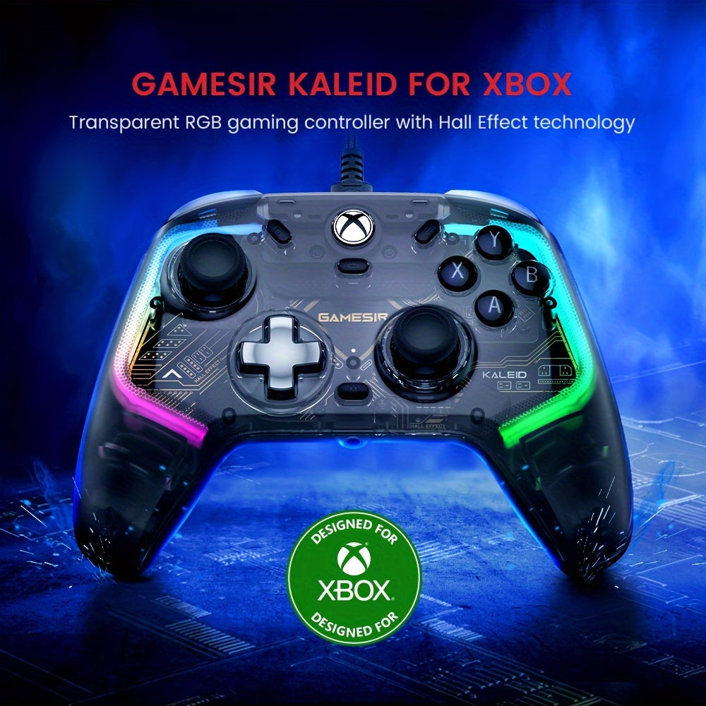 [GameSir Kaleid] GameSir Kaleid Transparent Wired Xbox Controller | Plug & Play Gaming Pad with Hall Effect Joysticks/Triggers, RGB Lighting, 3.5mm Audio Jack & 4 Motory Haptics for Series X|S/Xbox One/Windows 10/11