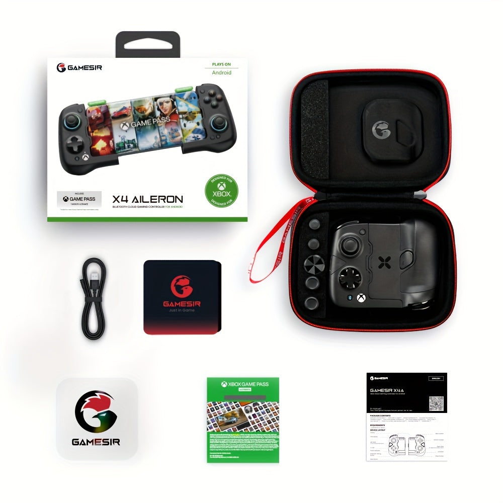 1pc GameSir X4 Aileron Telescopic Wireless Controller, Magnetic Two-Piece Design, Seamless 2.4GHz Connection, Portable Gamepad with Hall Effect Joysticks for Android, Includes One Month Free Game Pass Code