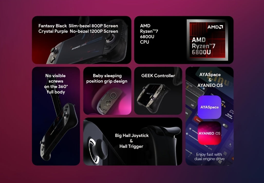 AYANEO GEEK (AMD R7-6800U)- 7 Inches Handheld PC Game Console Win 11 Laptop Touch Screen PC Video Game Console, CPU AMD Ryzen 7 6800U Processor Tablet PC