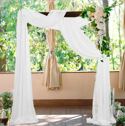 10/5M White Crystal Sheer Tulle Fabric Wedding Organza Roll Snowyarn for Wedding Backdrop Decoration Birthday Event Party Suppli